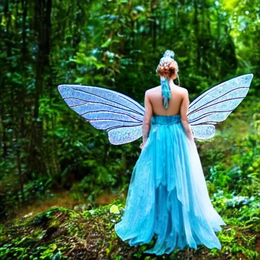 Image similar to photo of a beautiful fairy with crystal wings