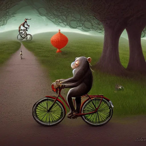 Image similar to monkey riding a bike by gediminas pranckevicius