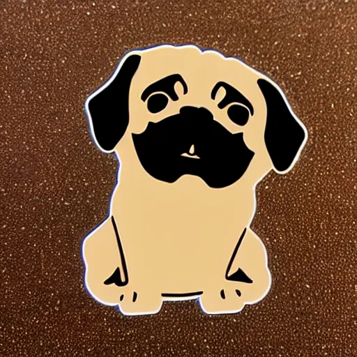 Prompt: cute pug die-cut sticker