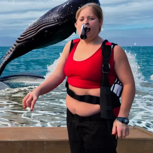 Prompt: fanny pack swallowing a whale