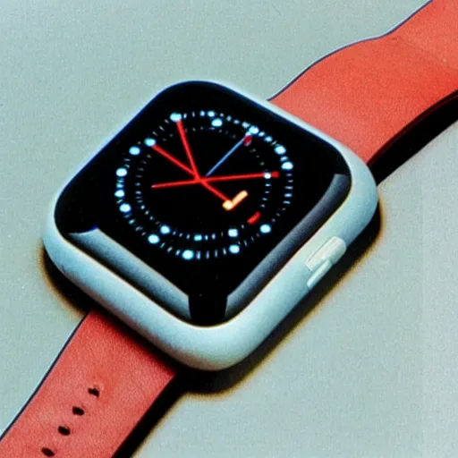 Prompt: smartwatch from 1 9 8 0 designed by hartmut esslinger