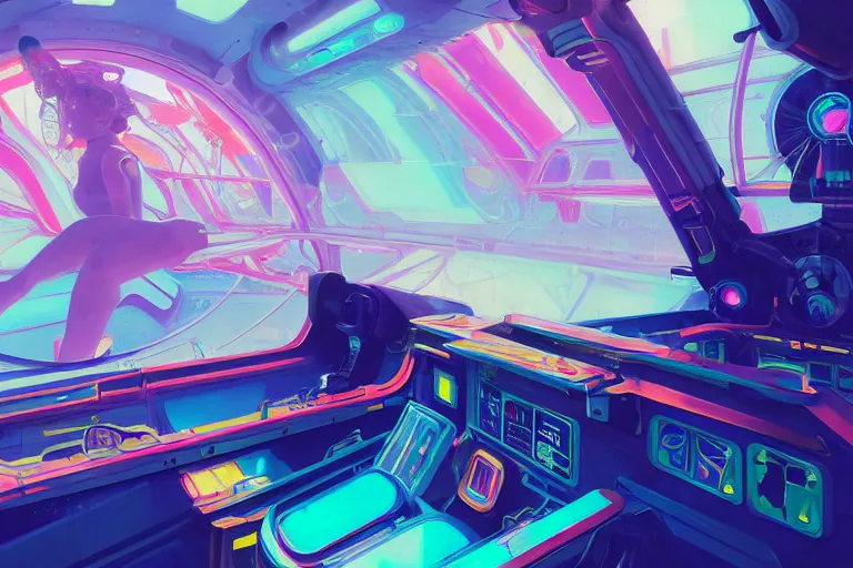 cockpit of a futuristic submarine, neon colors, | Stable Diffusion ...