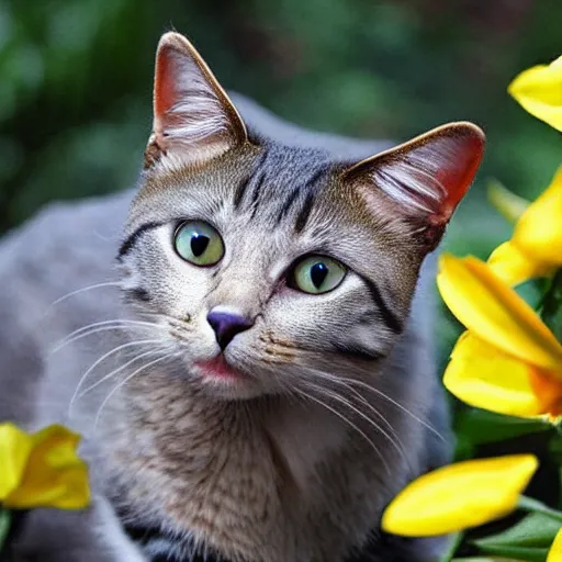 Image similar to photo of a hybrid between a cat and a bumblebee