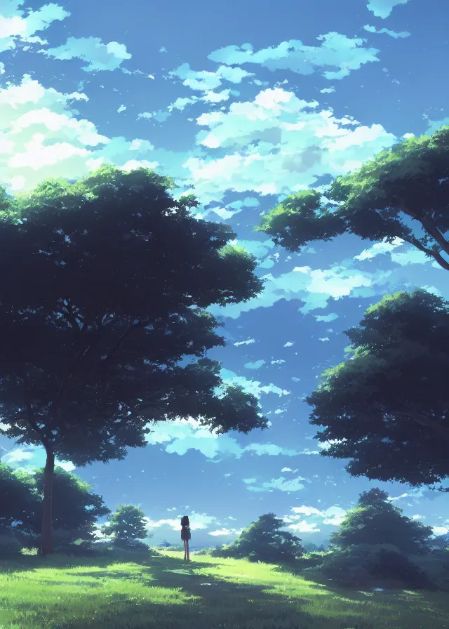 Image similar to landscape with a blue island, makoto shinkai