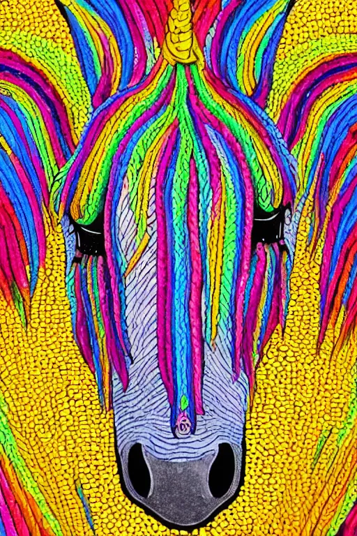 Prompt: unicorn made of corn, symmetrical, highly detailed, digital art, sharp focus, trending on art station