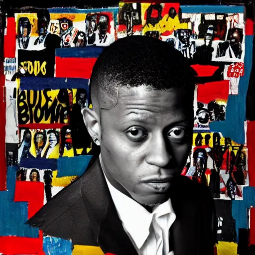 Prompt: lil boosie album cover basquiat style