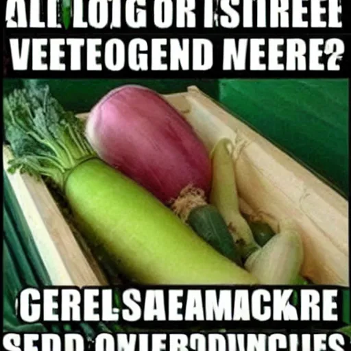 Prompt: lol this meme of vegetables is hilarious