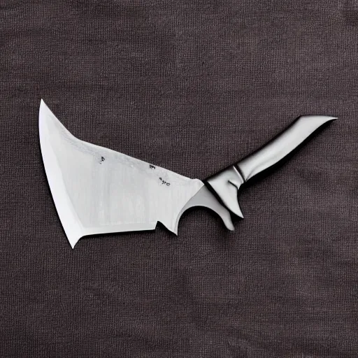 Prompt: knife shaped like a shark on a black velvet