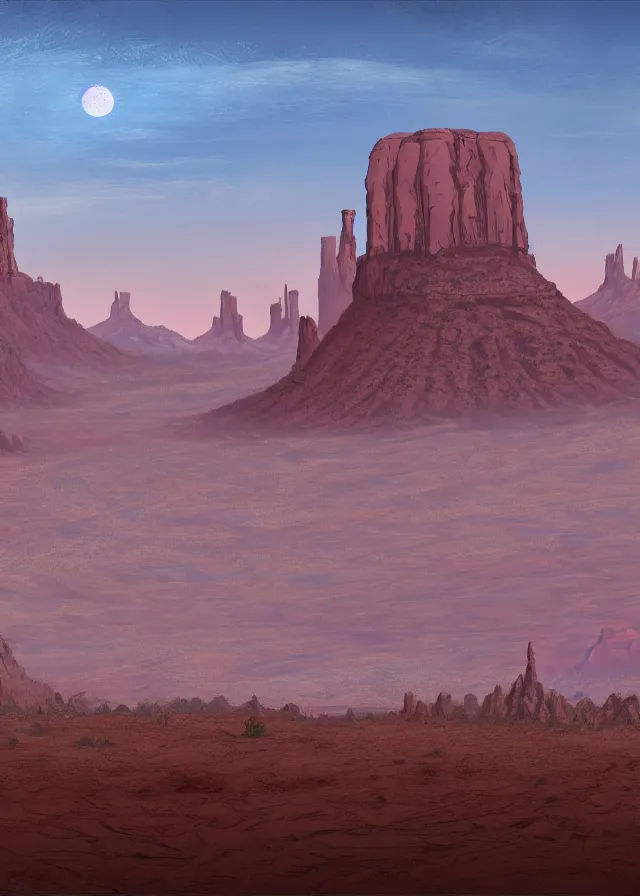 Prompt: a highly detailed matte painting of a gigantic scale desert landscape with megalithic structures and arabic style tent cities, inspiration sedona new mexico monument valley, 8 k hd, concept art, artstation, deviantart, cg society,