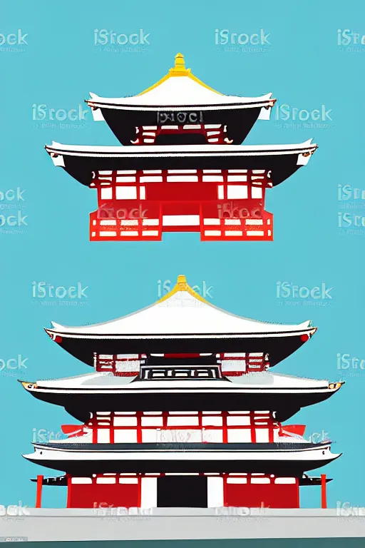 Prompt: minimalist boho style art of colorful senso - ji temple tokio, illustration, vector art