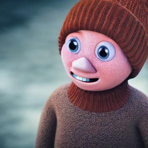 Image similar to sponebob in a beanie, photorealistic, soft focus, depth of field,