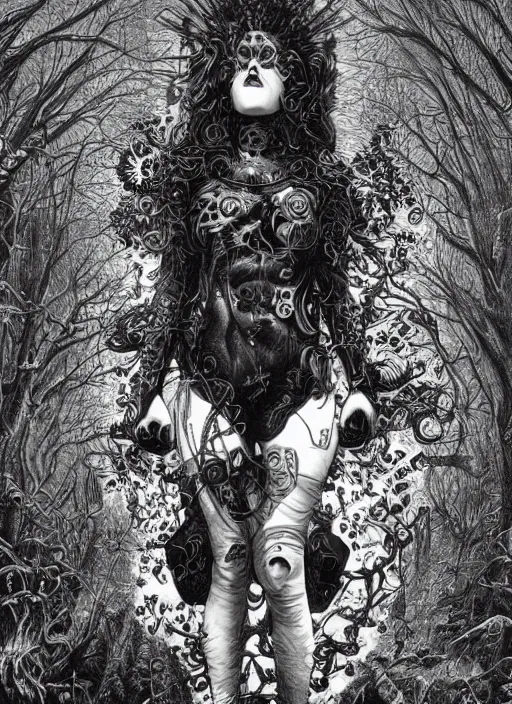 Prompt: Goth goddess painting by Dan Hillier, trending on artstation, artstationHD, artstationHQ, 4k, 8k