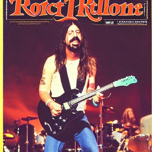 Prompt: 2 1 yo dave grohl 1 9 9 4 rock tour photograph, rollingstone magazine