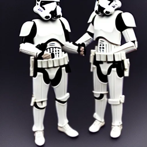 Image similar to stormtrooper holding hands with an Anime girl