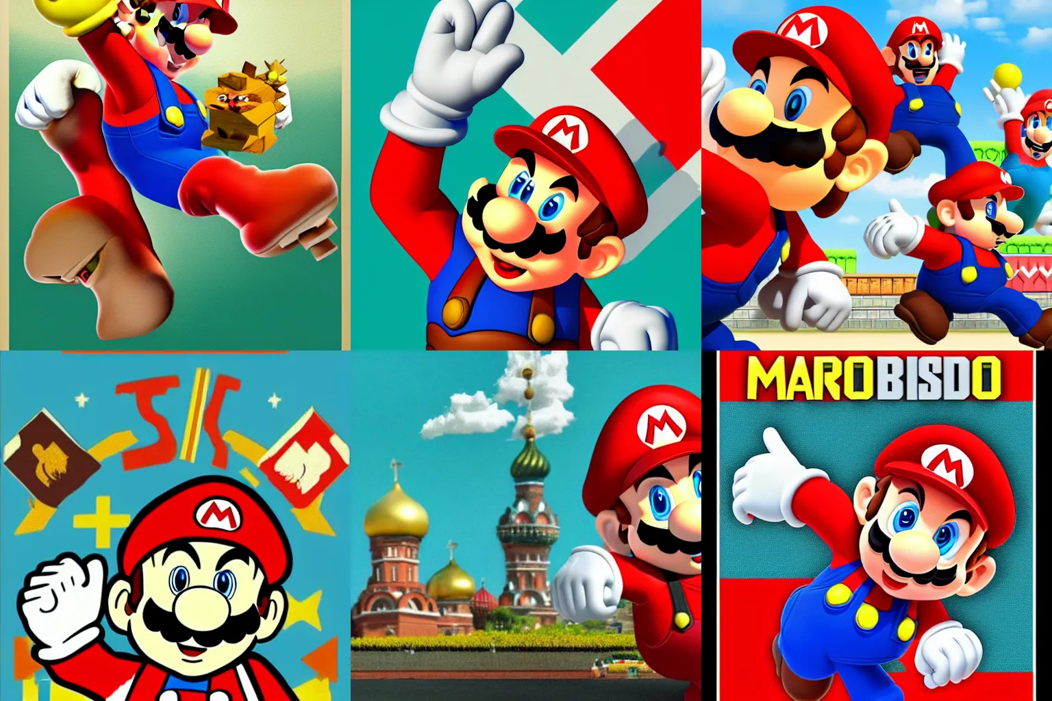 Prompt: Mario in the style of a Russia propaganda poster