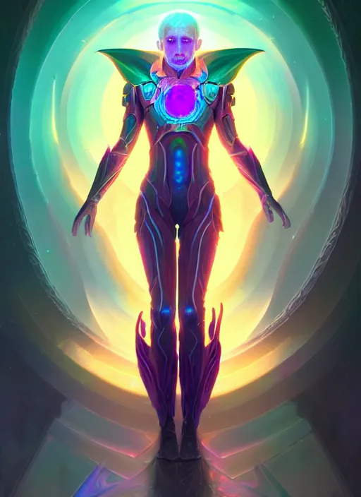 Prompt: a machine elf faceless glowing liquefied stardust adventurer, dnd fantasy character, full body portrait, glowing neon skin, magical aura, ultra realistic, intricate, elegant, highly detailed, digital painting, artstation, smooth, sharp, focus, illustration, art by artgerm and greg rutkowski and alphonse mucha and dan mumford, sacred geometry