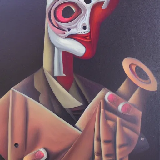 Image similar to a gamblers sorrow, surrealism, oil and acrylic on canvas, high detail