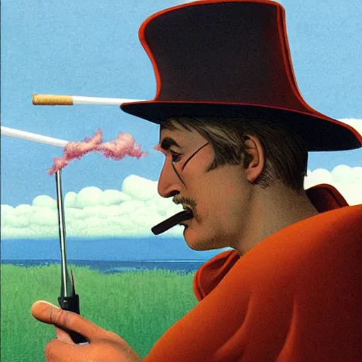 Prompt: hamburger smoking a cigarette, high detail, fantasy illustration by angus mcbride