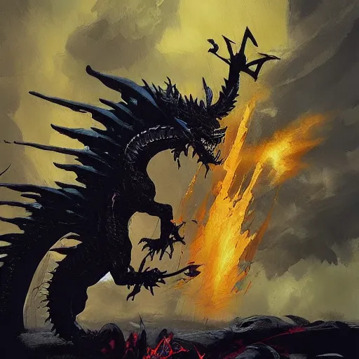 Image similar to Graffiti Spraypaint the black dragon bahamut concept art by frank frazetta simon stalenhag greg rutkowski andrew wyeth niel welliver peter doig robert rauschenberg mark ryden