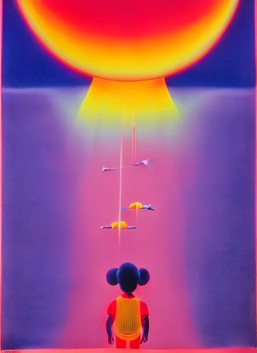 Prompt: spirit away by shusei nagaoka, kaws, david rudnick, airbrush on canvas, pastell colours, cell shaded, 8 k