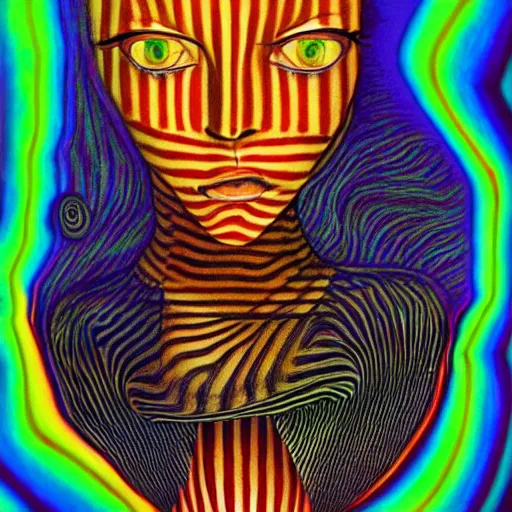 Image similar to beautiful detailed artistic portrait of a person travelling between different astral planes. reality is more interesting than you think. stripes if light. grainy and rough. fine detail. soft colour scheme. artistic detailed painting by lurid ( 2 0 2 2 ). featured on deviantart.