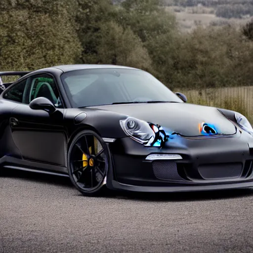 Image similar to a black porsche 9 1 1 gt 3, photo, 4 k