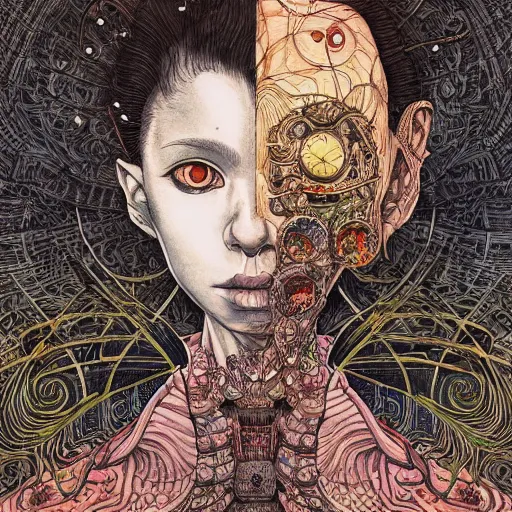 Prompt: portrait painted in jacek yerka style drawn by vania zouravliov and takato yamamoto, inspired by cyberpunk, intricate acrylic gouache painting, high detail, sharp high detail, artstation, manga and anime