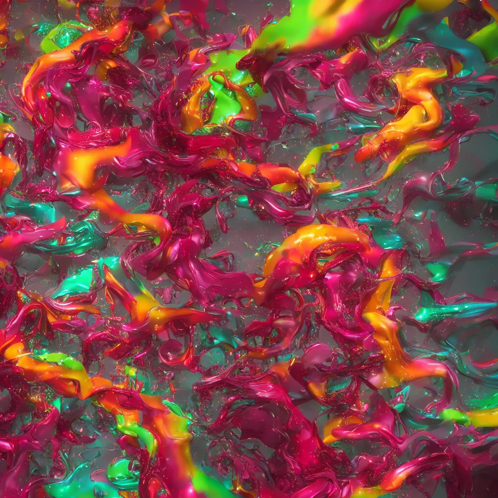 Image similar to painful pleasures by lynda benglis, octane render, colorful, 4 k, 8 k