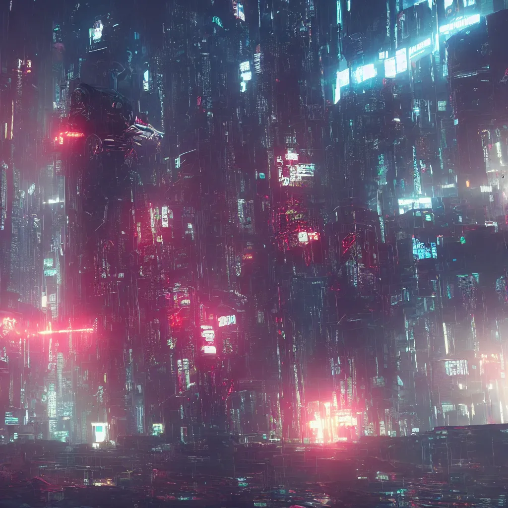 Prompt: cyberpunk god boss fight, photorealistic, octane render, 8 k, high detail