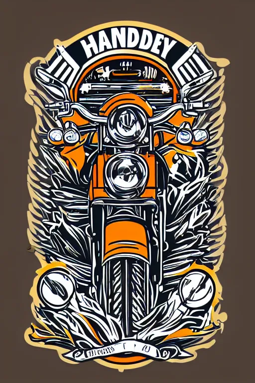 Image similar to Harley Davidson motorbike , sticker, colorful, illustration, highly detailed, simple, smooth and clean vector curves, no jagged lines, vector art, smooth