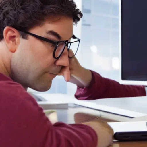 Image similar to stock photo of shrek calculating his taxes, spectacles without border on the end of his nose, microsoft excel 2002 bootcamp instructor