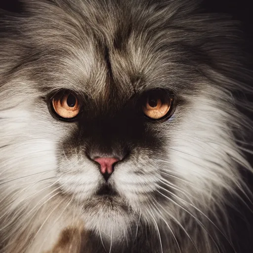 Prompt: photo of a dramatically lit detailed alien with thick long wavy fur staring into your soul sigma auto mm f / 1. 4