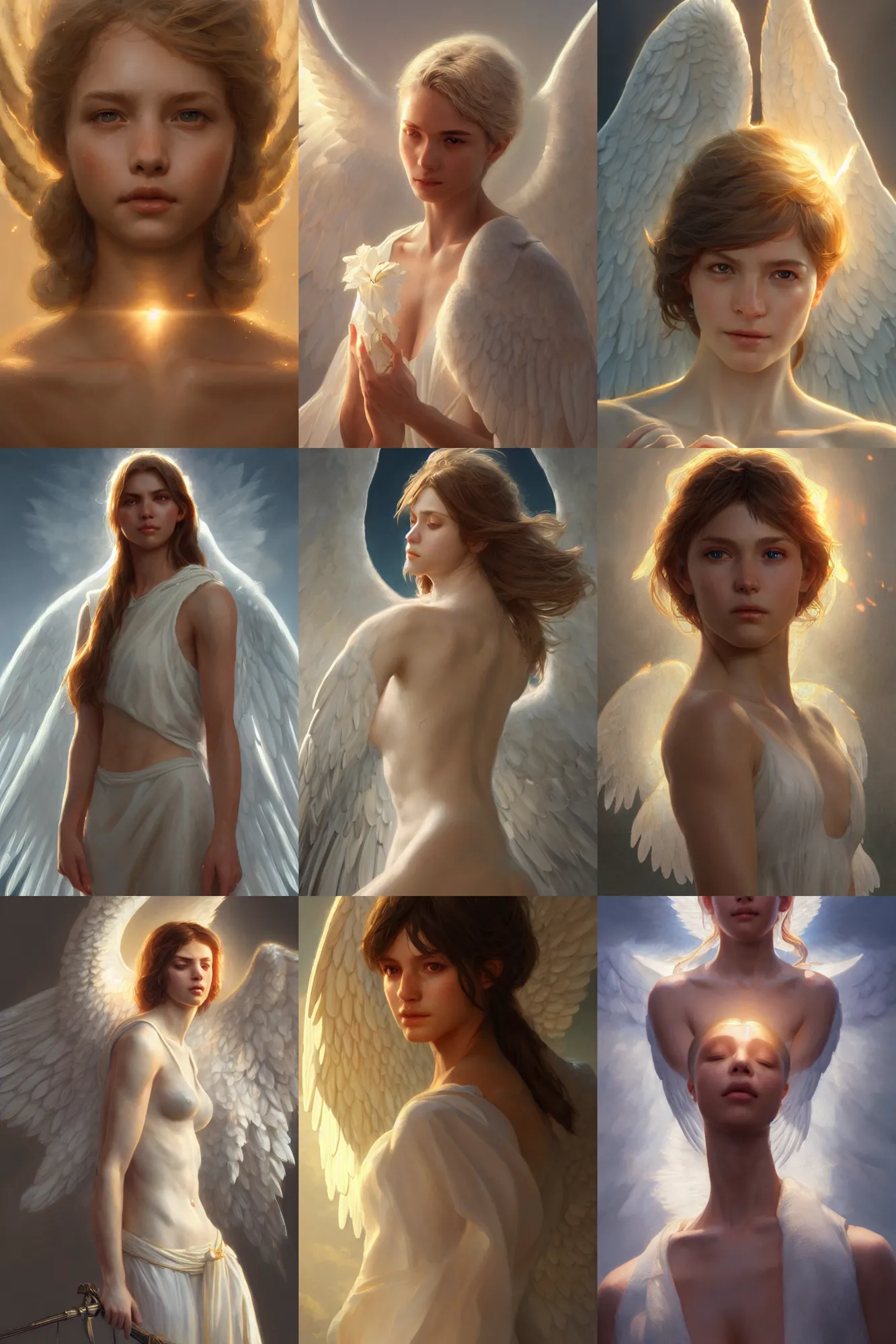 Prompt: a heavenly angel, bathed in light, highly detailed, photorealistic, artstation, smooth, sharp focus, illustration, unreal engine 5, 8 k, art by artgerm and greg rutkowski and edgar maxence