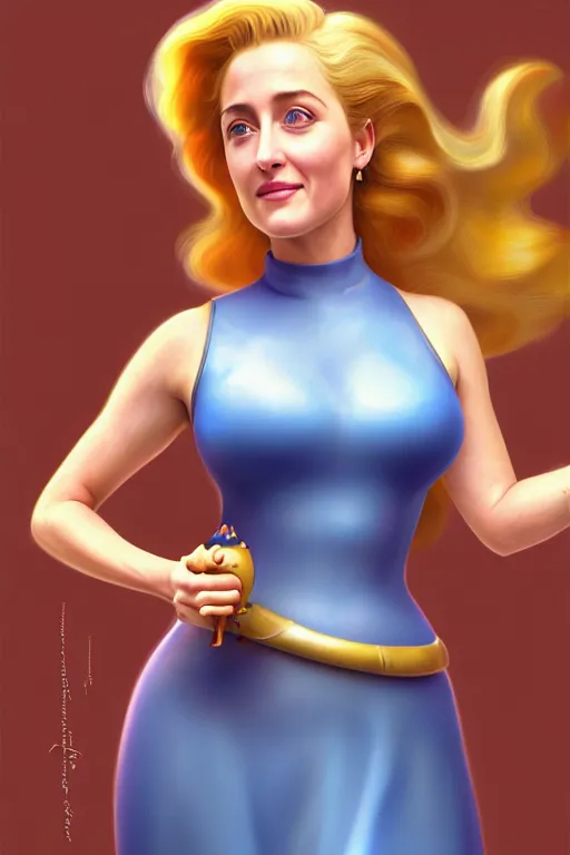 Image similar to polished sweaty princess peach : : young gillian anderson old annasophia robb : : kate upton body : : weta disney pixar movie still photo : : hi - fructose, sci fi, fantasy, decadent highly - detailed digital painting, golden ratio, octane render, artstation, smooth, sharp focus, artgerm, mucha, loish, wlop : :