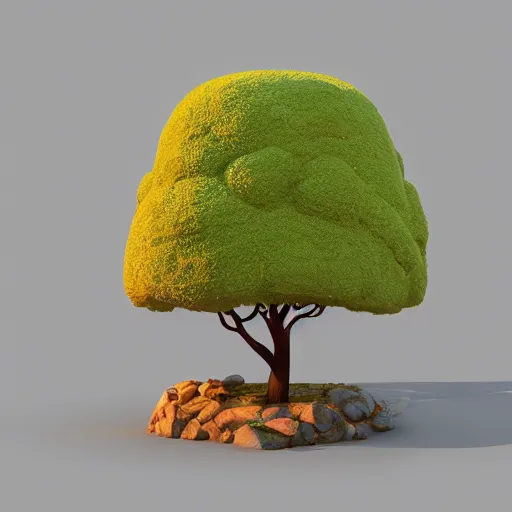 Image similar to a chubby cute tree, 3 d illustration, isometric, 1 0 0 mm, octane render, studio lighting