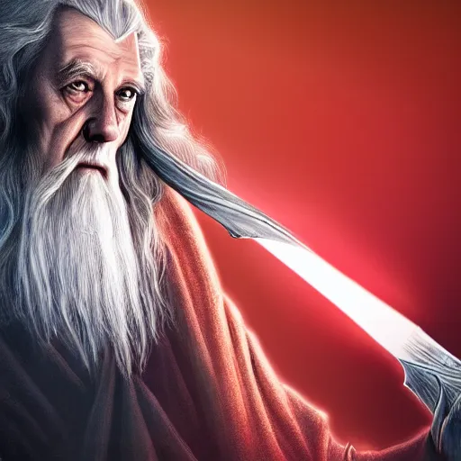 Image similar to gandalf as a sith lord, dramatic lighting, 4 k, digital art,