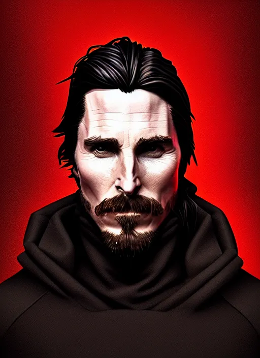 Prompt: portrait of Christian Bale in the style of Julen Urrutia's stylized characters + dim volumetric lighting, 8k octane beautifully detailed render, post-processing, extremely hyperdetailed, intricate, epic composition, grim yet sparkling atmosphere, cinematic lighting + masterpiece, trending on artstation