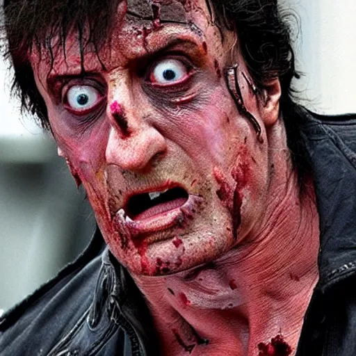 Prompt: zombie sylvester stallone