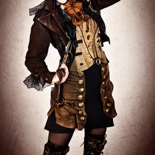 Prompt: girl wearing steampunk style clothing