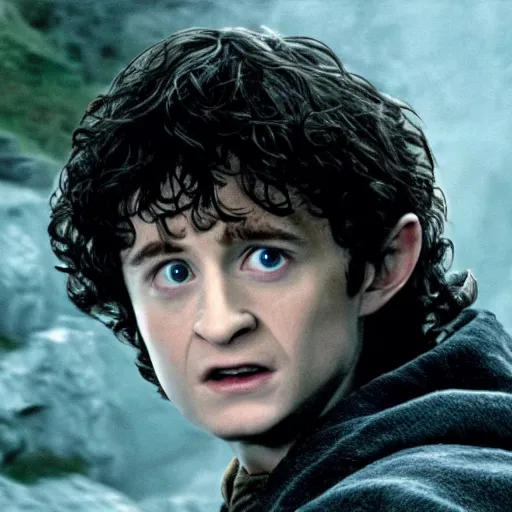 Prompt: Film still of Harry Potter as Frodo in Lord of the Rings: The Return of the King