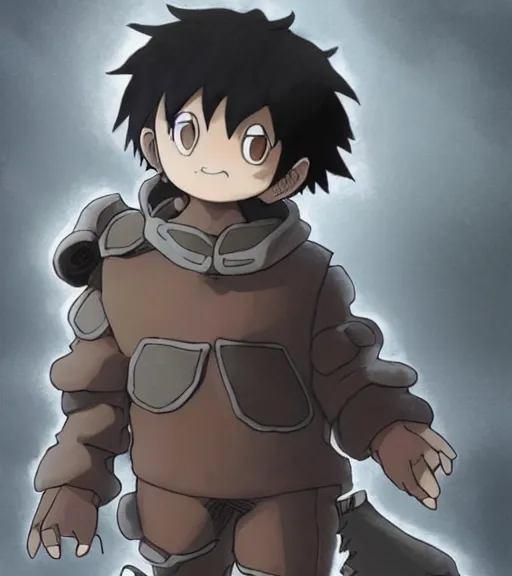 Prompt: attractive little boy wearing an cyborg bear suit, artwork in kentaro miura and made in abyss and inazuma eleven, smooth, beautiful lightness, anatomically correct, trending on pixiv, sensual composition