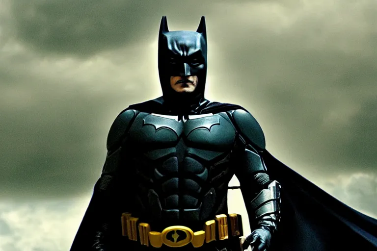 Image similar to film still of Johnny Depp as Batman in The Dark Knight, 4k
