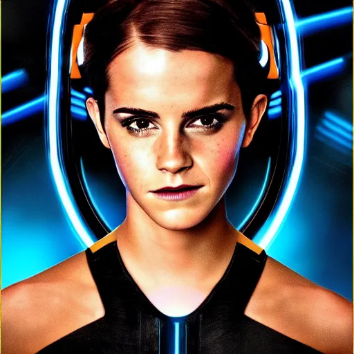 Image similar to portrait of emma watson in tron : legacy movie