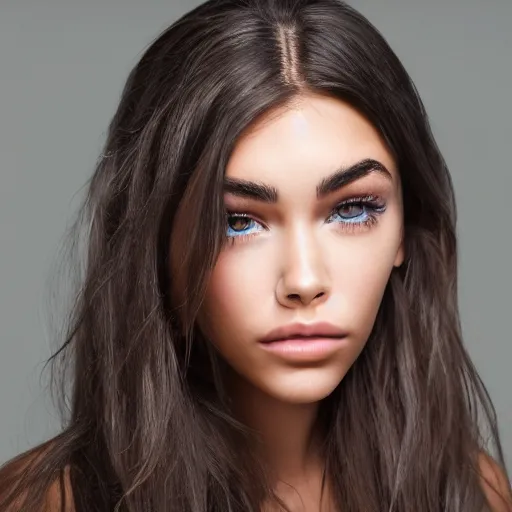 Image similar to 4k,ultra detailed portrait of Madison Beer by Rachel Ruysch