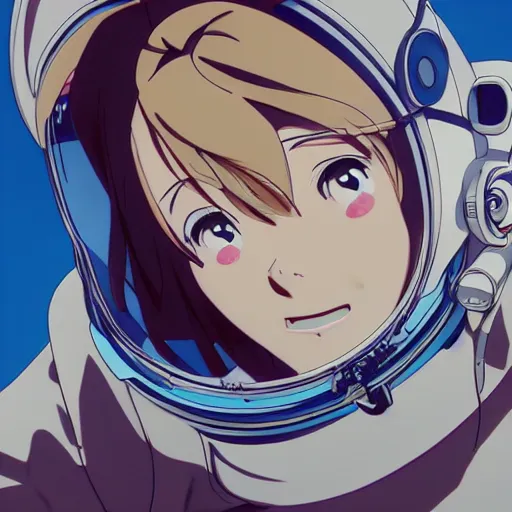 Image similar to anime visual of a female astronaut ; official media ; animated by hajime yatate ; by shinichiro watanabe