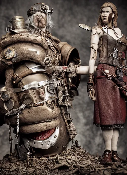 Image similar to 8 5 mm f 1. 8 photograph of a claymation steampunk brutal viking, highly detailed diorama, by erwin olaf and anton corbijn, smooth, sharp foccus, commercial photography, fashion shoot