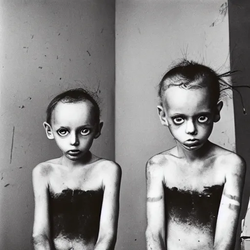 Prompt: twins photo by roger ballen