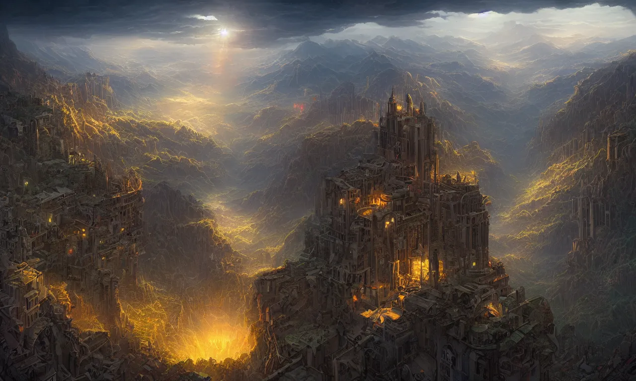 Image similar to dramatic matte painting by dan mumford and jordan grimmer and hubert robert of looking down at earth at the end is a man made of light