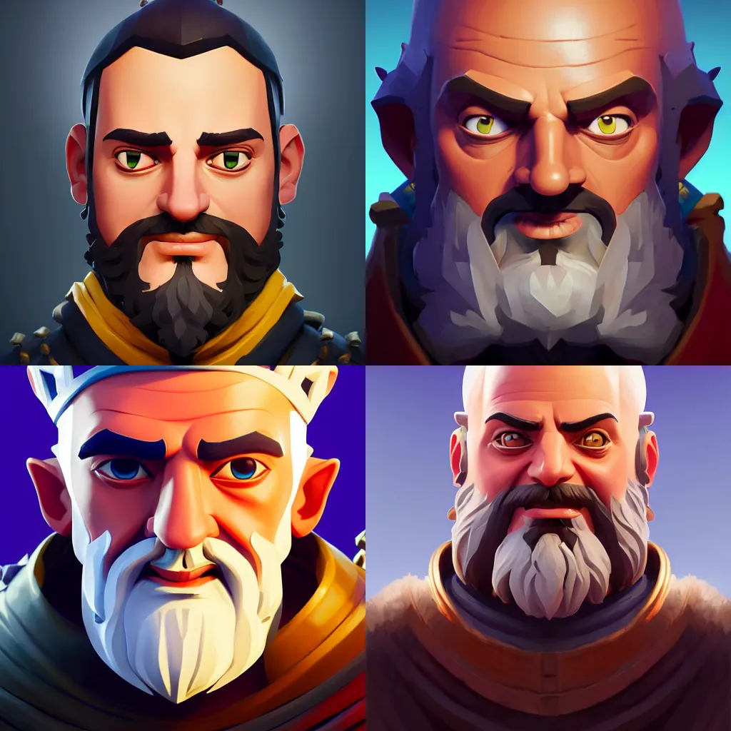 Prompt: portrait of a medieval old king, fortnite stylized minimalist face icon, cory behance hd by jesper ejsing, by rhads, makoto shinkai and lois van baarle, ilya kuvshinov, rossdraws global illumination