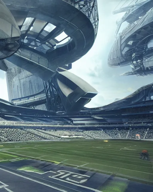 Image similar to a futuristic stadium with a giant metal gear on the field, unreal engine, hyper realism, realistic shading, cinematic composition, realistic render, octane render, detailed textures, photorealistic, wide shot